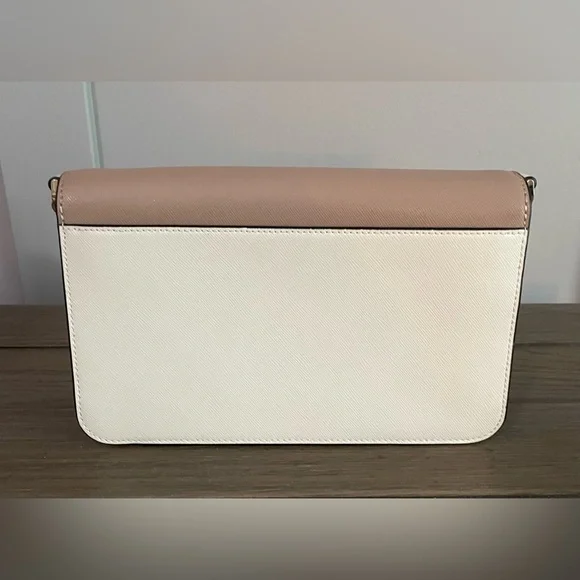 NWOT, Kate Spade Tan, Cream & Black Leather Crossbody Bag with Gold Chain - Picture 3 of 8